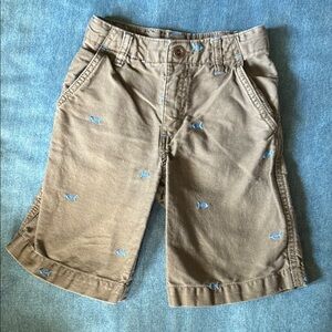 Cherokee Dark Tan Shorts with Blue Fish Embroidery